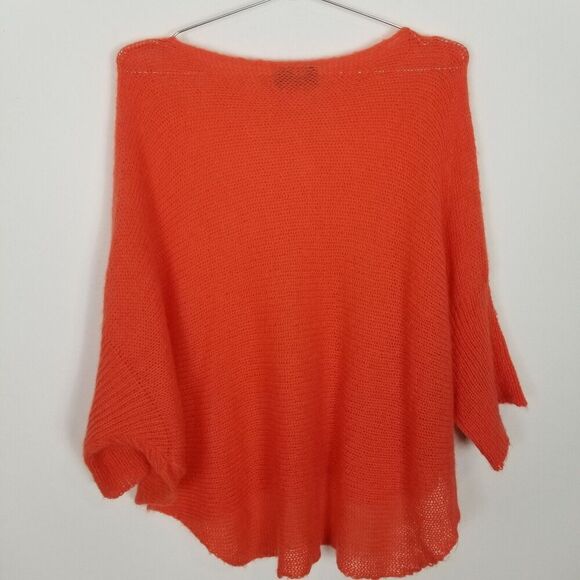 Wooden Ships Women Wool Mohair Pullover Sweater Sz S/M Orange Bat Sleeve Relaxed - Picture 4 of 5